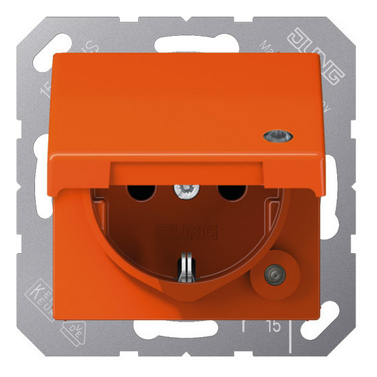 AS1520BFKLOO SCHUKO-Steckdose 16 A 250 V ~ Berührungsschutz Klappdeckel Funktionsanzeige orange