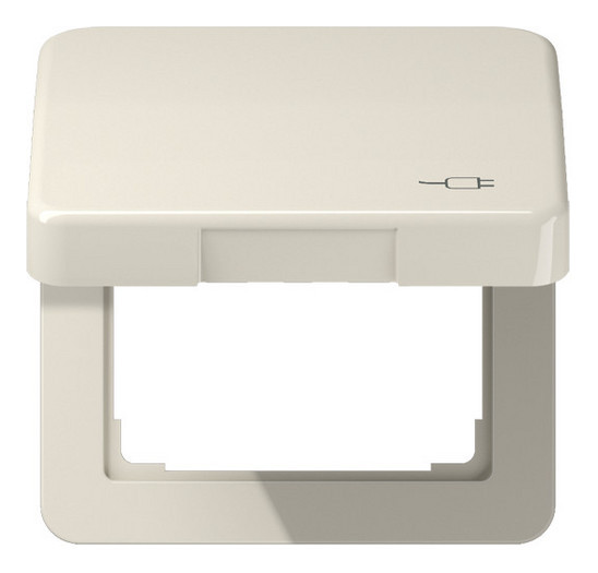 CD590KLSOC Klappdeckel mit Symbol Steckdose für Steckdosen und Geräte mit Abdeckung 50x50 cremeweiss